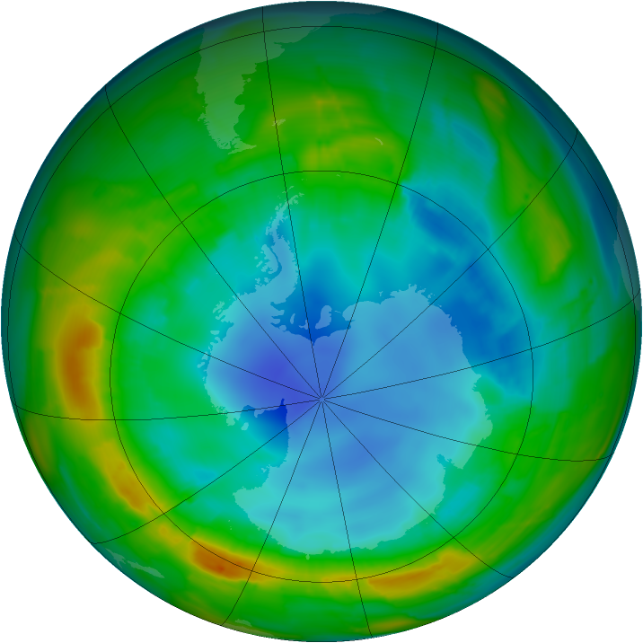 Antarctic ozone map for 12 August 2010